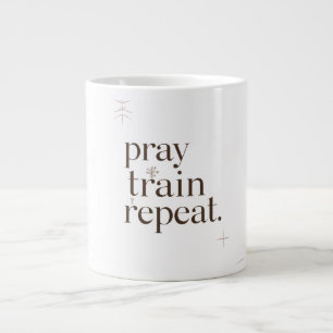 De Café Grande Caneca Pray Train Repeat – Motivação Cristã para F