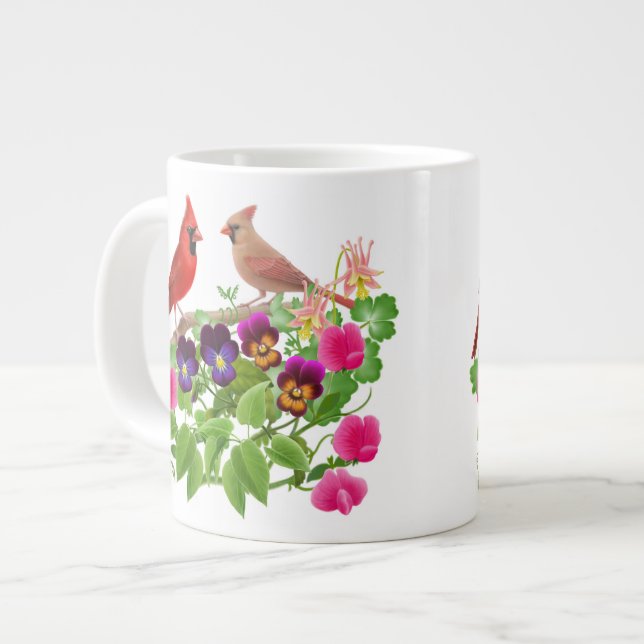 De Café Grande Cardeais na caneca do jardim (Frente Esquerda)