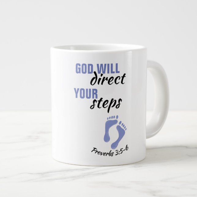 De Café Grande "Deus Proverá" Caneca Jumbo (Frente Esquerda)