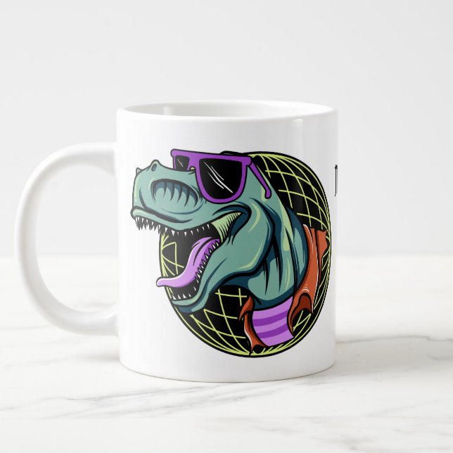 De Café Grande Hipster T-Rex caneca jumbo personalizada (Esquerda)