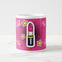 Menina Diva Quente Arte Pop Batom Caneca