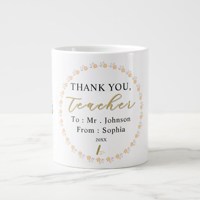 De Café Grande Obrigado Professor – Caneca Personalizada com Nome (Frente)