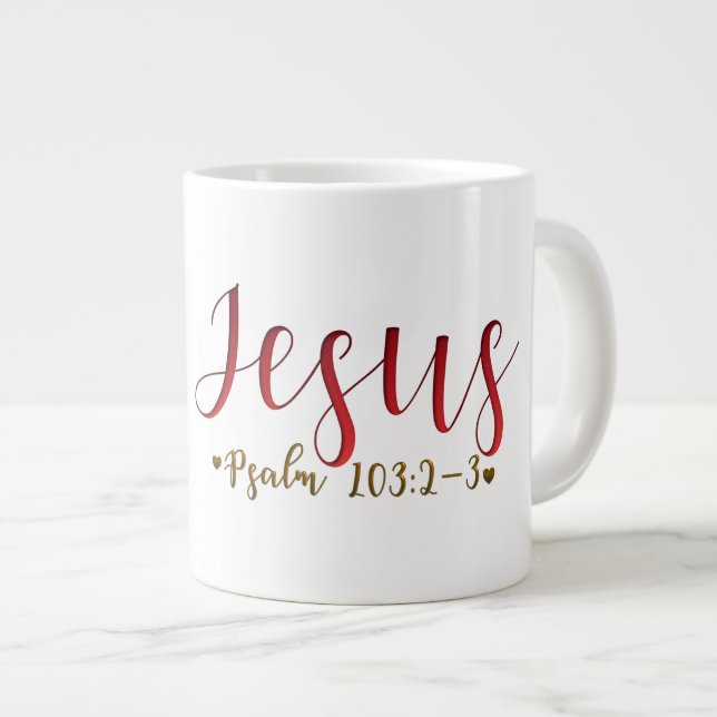 De Café Grande SALMO 103:2-3 Caneca Jumbo (Frente Esquerda)