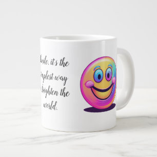De Café Grande Sorriso - Assustando caneca com aspas e rosto feli