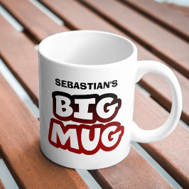 De Café Grande Típica moderna do nome preto e vermelho da caneca
