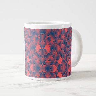 De Café Grande Uma caneca branca com um padrão geométrico vermelh