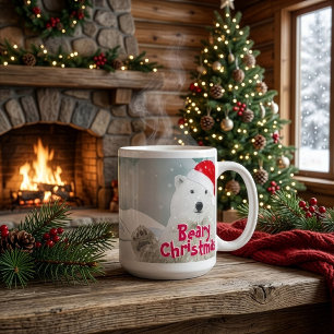 De Café Grande Urso Polar Papai Noel Caneca Jumbo Beary Natal