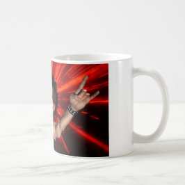 De Café Gritares loucos e caneca dos raios laser
