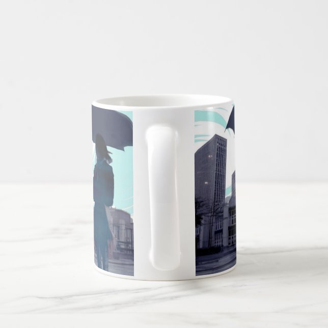 De Café Guarda-chuvas na caneca azul-chuvosa (Alça)