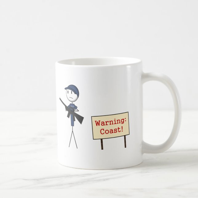 De Café Guarda costeira "que adverte: Caneca cerâmica da (Direita)