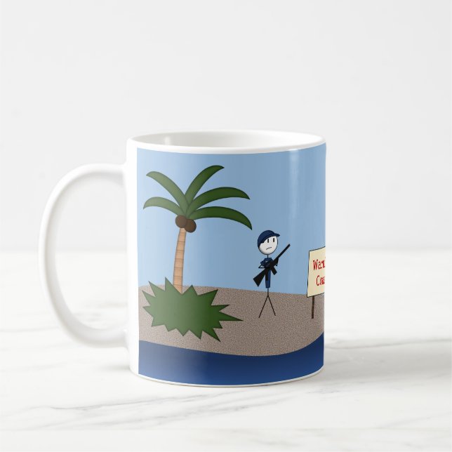 De Café Guarda costeira "que adverte: Caneca completa da (Esquerda)
