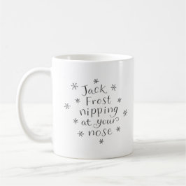 De Café Jack Frost que belisca em sua caneca do nariz