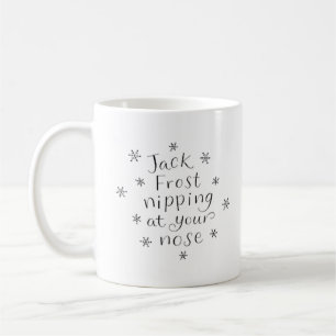 De Café Jack Frost que belisca em sua caneca do nariz