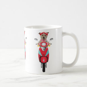 De Café Jack Russell Terrier na caneca vermelha do Moped