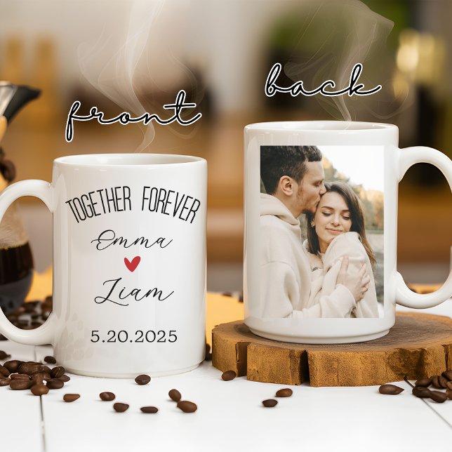 De Café Juntos, para sempre, caneca personalizada, present (personalized wedding gift, custom photo mug, valentines day gift, couple gift idea, girlfriend gift)