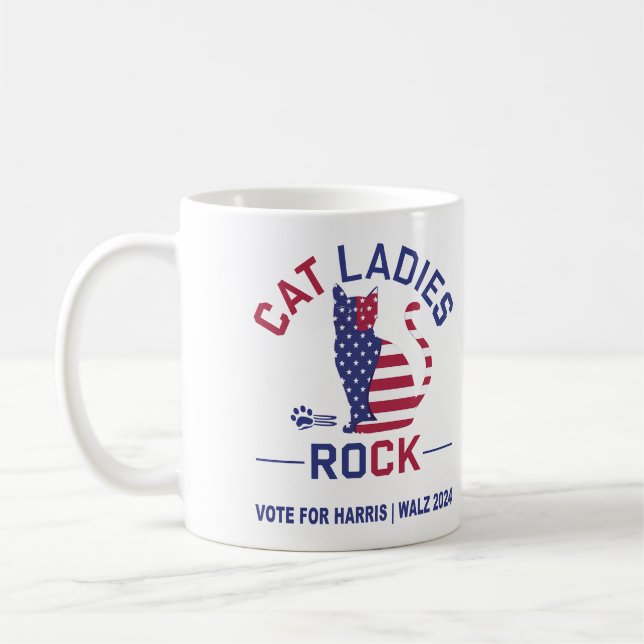 De Café KAMALA HARRIS CAT LADIES ROCK! Caneca (Esquerda)
