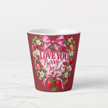 Amo Você Muito Morango Caneca | Rosa