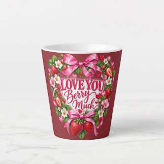 De Café Latte Amo Você Muito Morango Caneca | Rosa