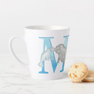 De Café Latte Animal ABC M é para caneca tardia manateada