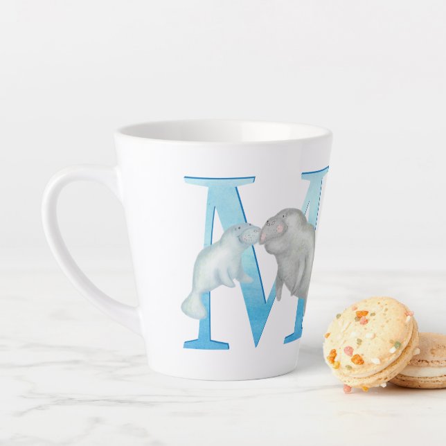 De Café Latte Animal ABC M é para caneca tardia manateada (In Situ)