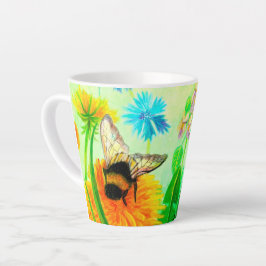 De Café Latte Bumblebee em dandelion pequena caneca latina
