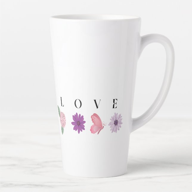 De Café Latte Caneca Borboleta Floral LOVE – Presente Romântico  (Direita)