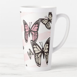 De Café Latte Caneca Borboletas & listras (combina com o diário)