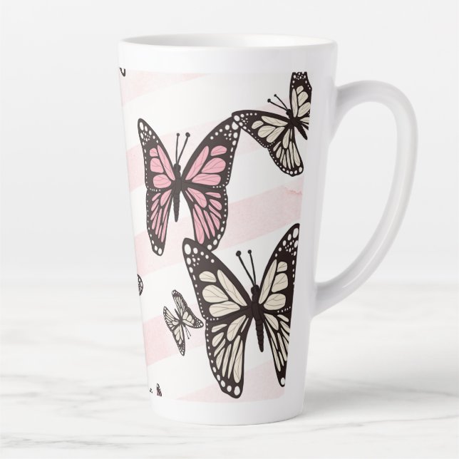 De Café Latte Caneca Borboletas & listras (combina com o diário) (Direita)