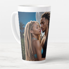 De Café Latte Caneca Casal ao Luar - Arte Digital Romântica