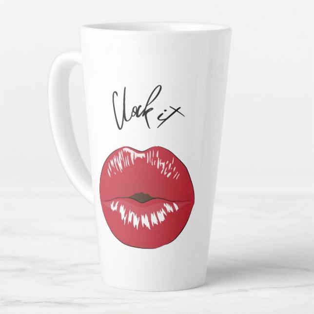 De Café Latte Caneca Clock It Sassy Lips (Ângulo esquerdo)