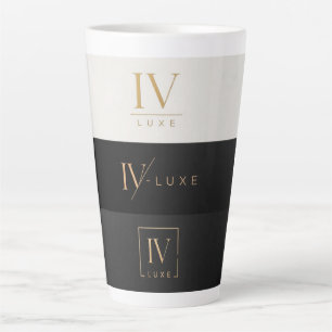 De Café Latte Caneca com logotipo da IV LUXE - Luxo Preto e Dour