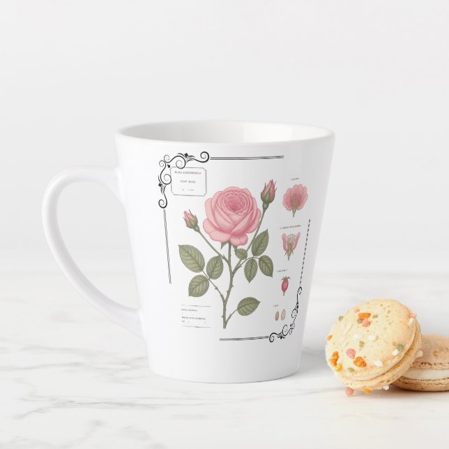 De Café Latte Caneca com rosa rosa romântica.  (In Situ)