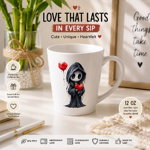 De Café Latte Caneca Coração Cute Gótico Ceifador - Halloween As