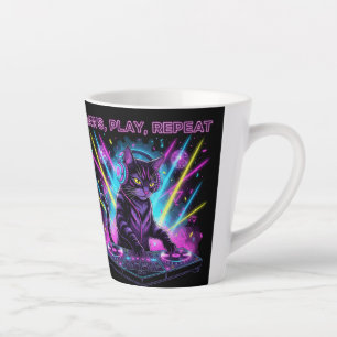 De Café Latte Caneca DJ Gato Patas Brincam Repetir Presente Di
