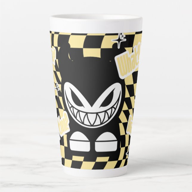 De Café Latte Caneca Engraçada Inspirada em Labubou Amarelo | Bo (Frente)