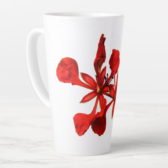 De Café Latte Caneca Flor Poinciana Real (Ângulo esquerdo)