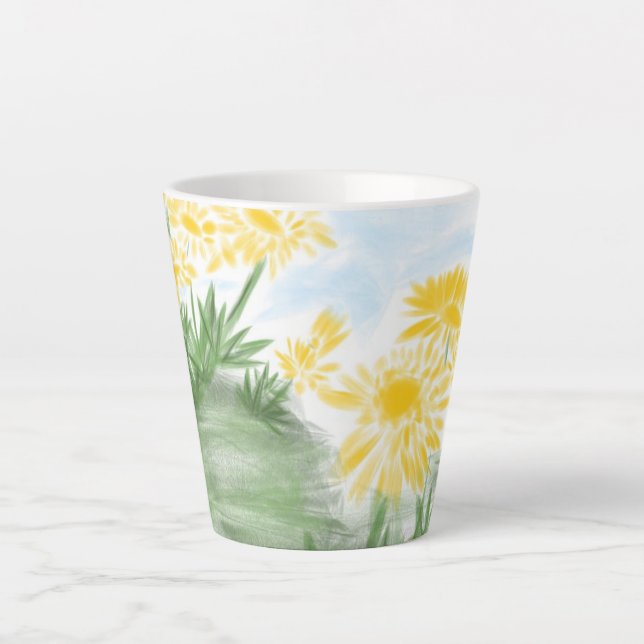 De Café Latte Caneca floral amarela (Frente)