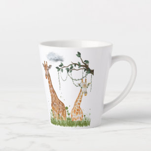 De Café Latte Caneca Girafa Duo – Ilustração Safari