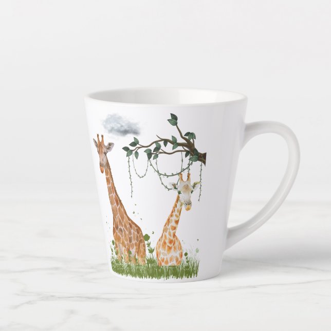 De Café Latte Caneca Girafa Duo – Ilustração Safari (Direita)