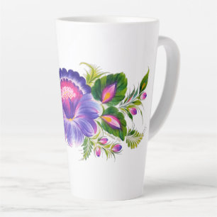 De Café Latte Caneca latina com design floral ucraniano