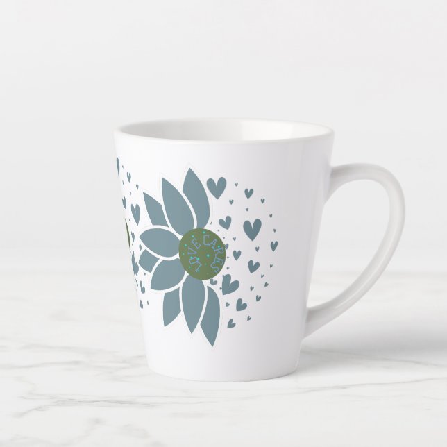 De Café Latte Caneca Matte Elegante Moderno Chic Amor Cuida (Direita)