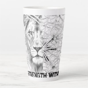 De Café Latte Caneca Motivacional Web Leão Preto e Branco Surrea