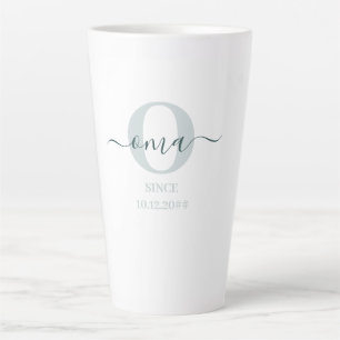 De Café Latte Caneca Oma Elegant Script Monograma Verde Branco L