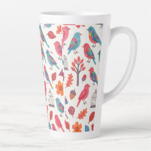De Café Latte Caneca Pássaros e Flores DESING