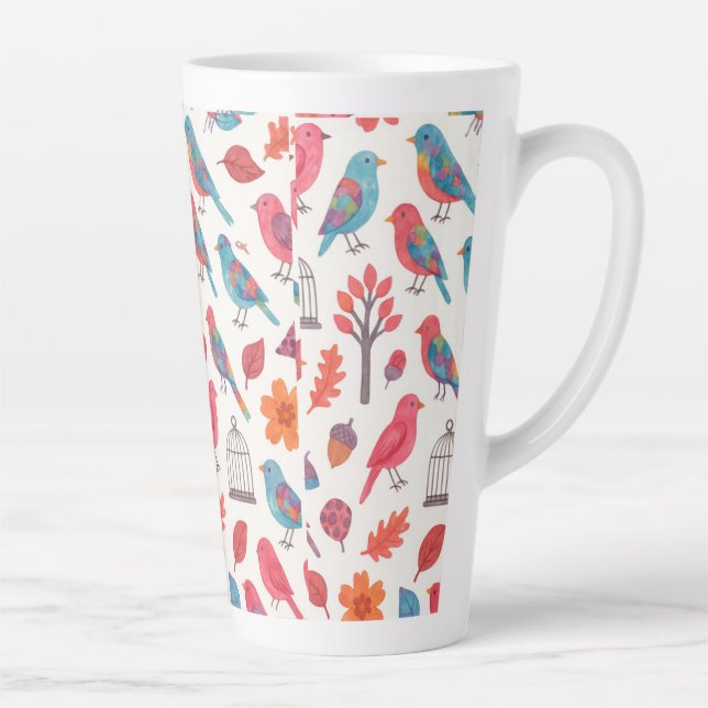 De Café Latte Caneca Pássaros e Flores DESING (Direita)