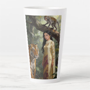 De Café Latte Caneca Rainha da Selva Tigre - Mulher Mística com