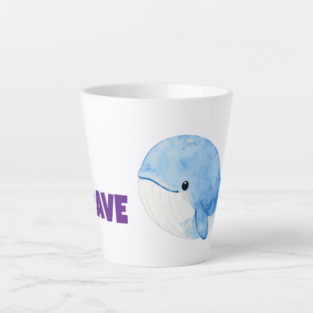 De Café Latte Caneca Seja Corajoso Como a Baleia para Crianças (Frente)