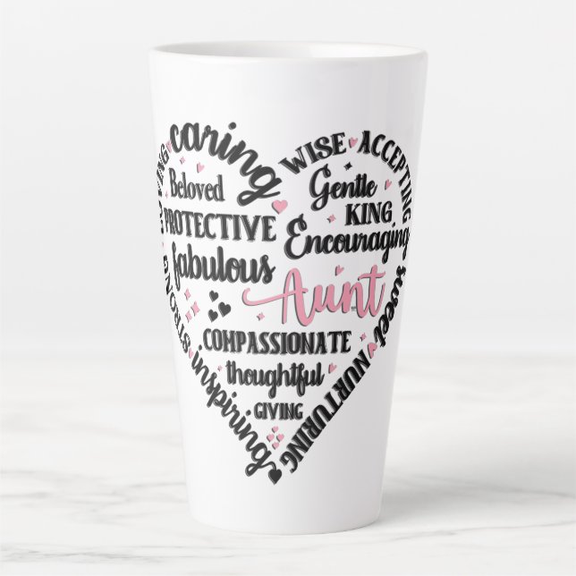 De Café Latte Caneca Tia Querida Coração (Frente)