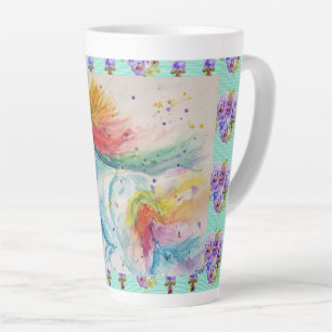 De Café Latte Cavalo Arco-íris Unicórnio Aquarela Aquua Caneca d