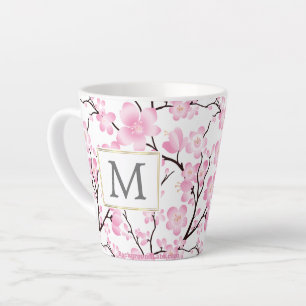 De Café Latte cereja branca cor-de-rosa floresce a caneca person